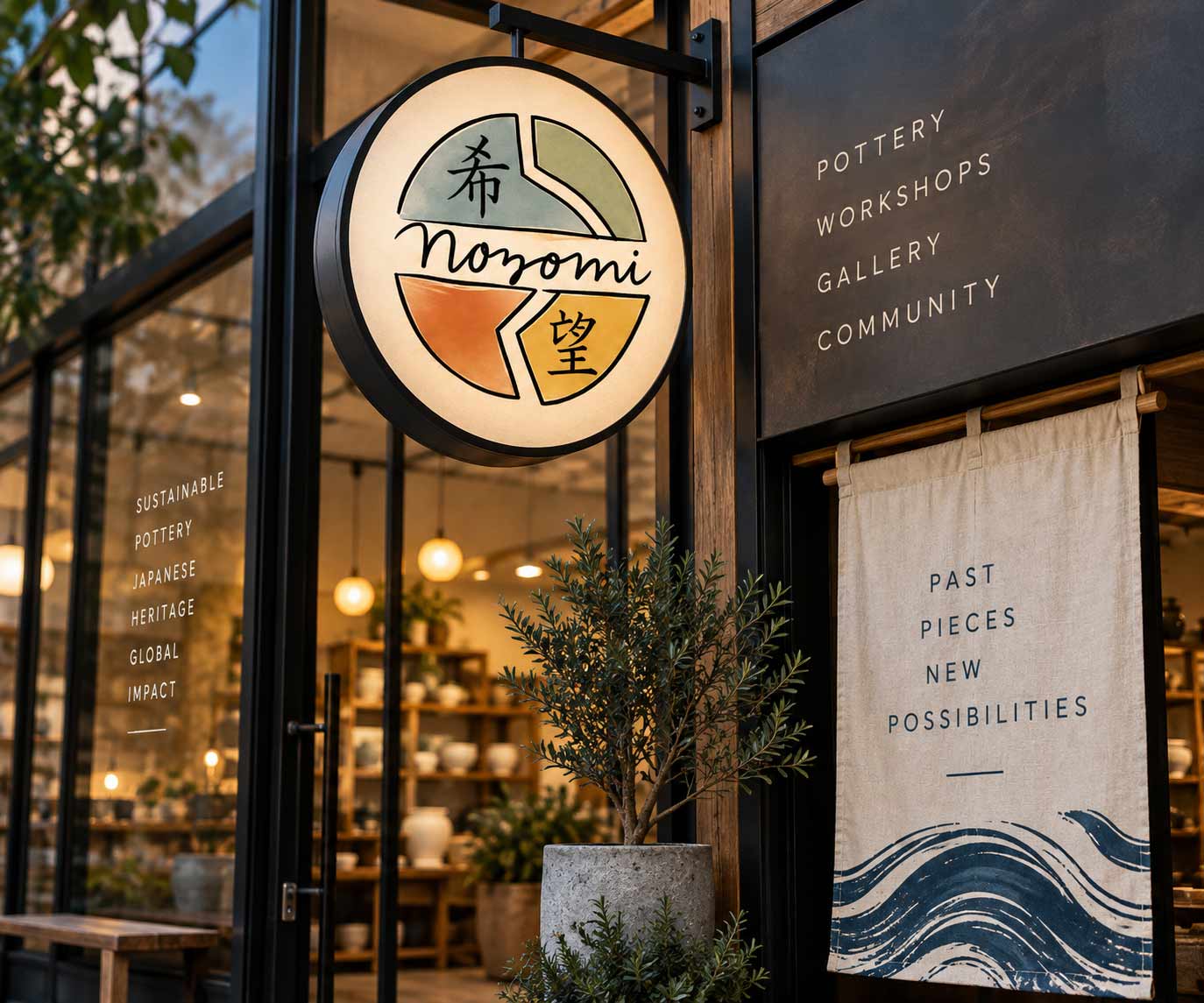 Nozomi environmental and storefront branding