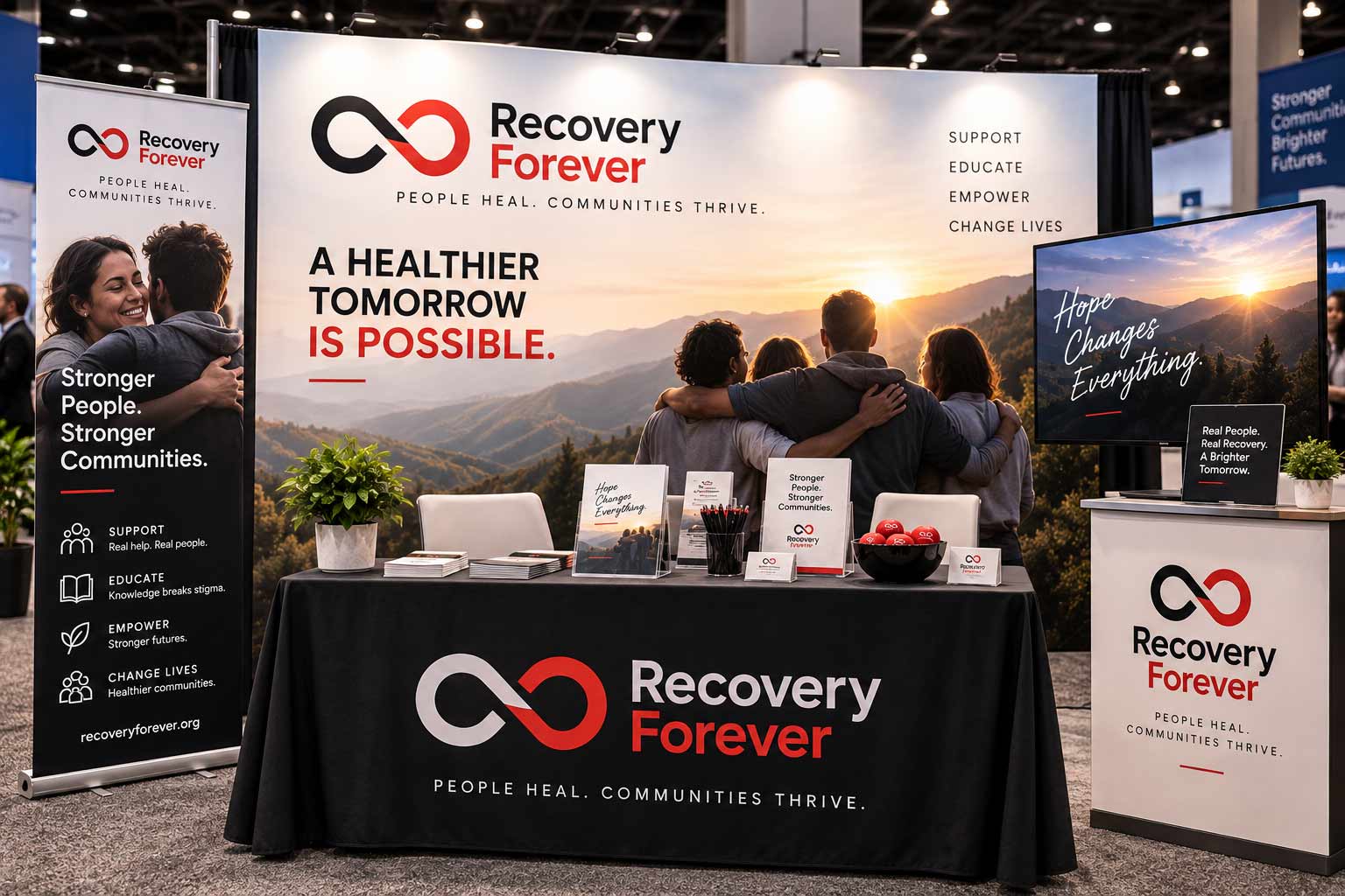 Recovery Forever stationery and brand system