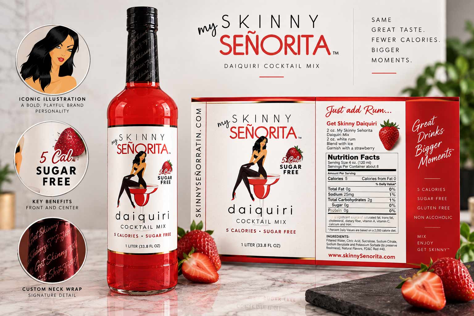My Skinny Senorita packaging and bottle label design