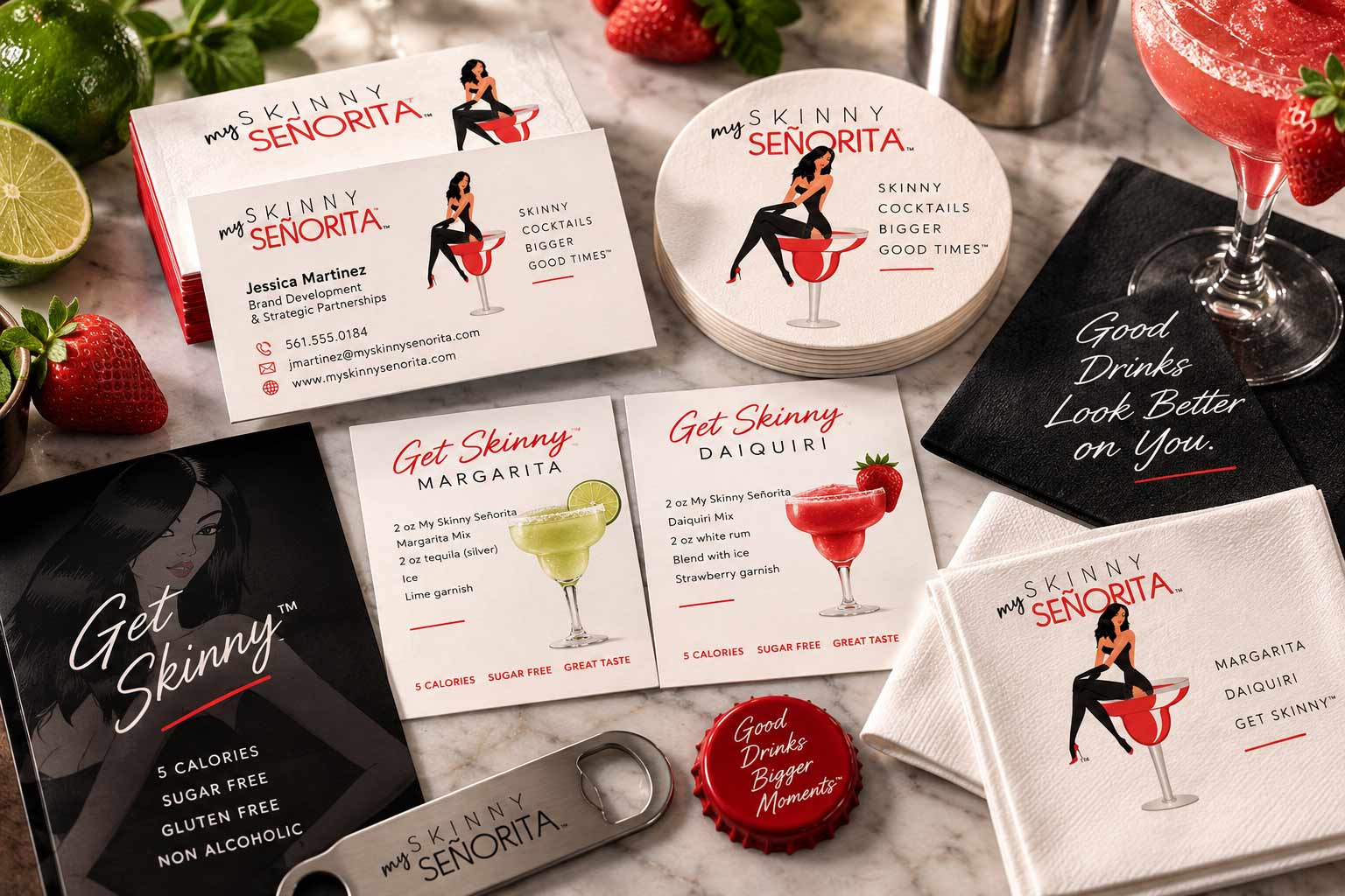 My Skinny Senorita business collateral and recipe cards