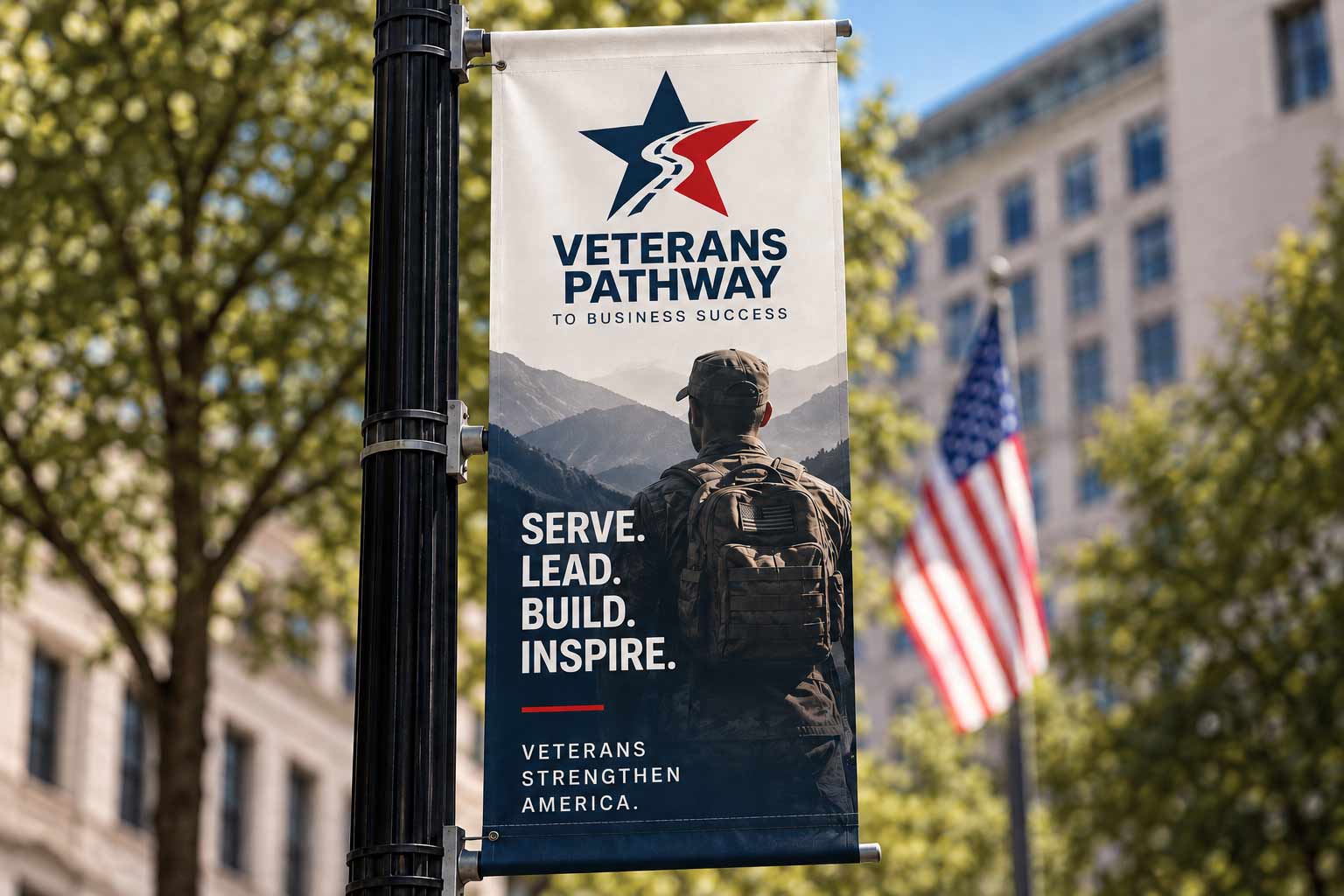 Veterans Pathway public campaign street banner