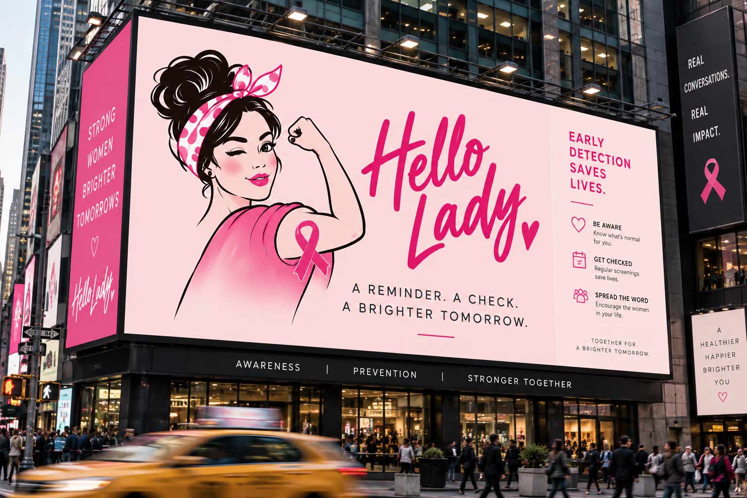 Hello Lady large-scale outdoor campaign visualization